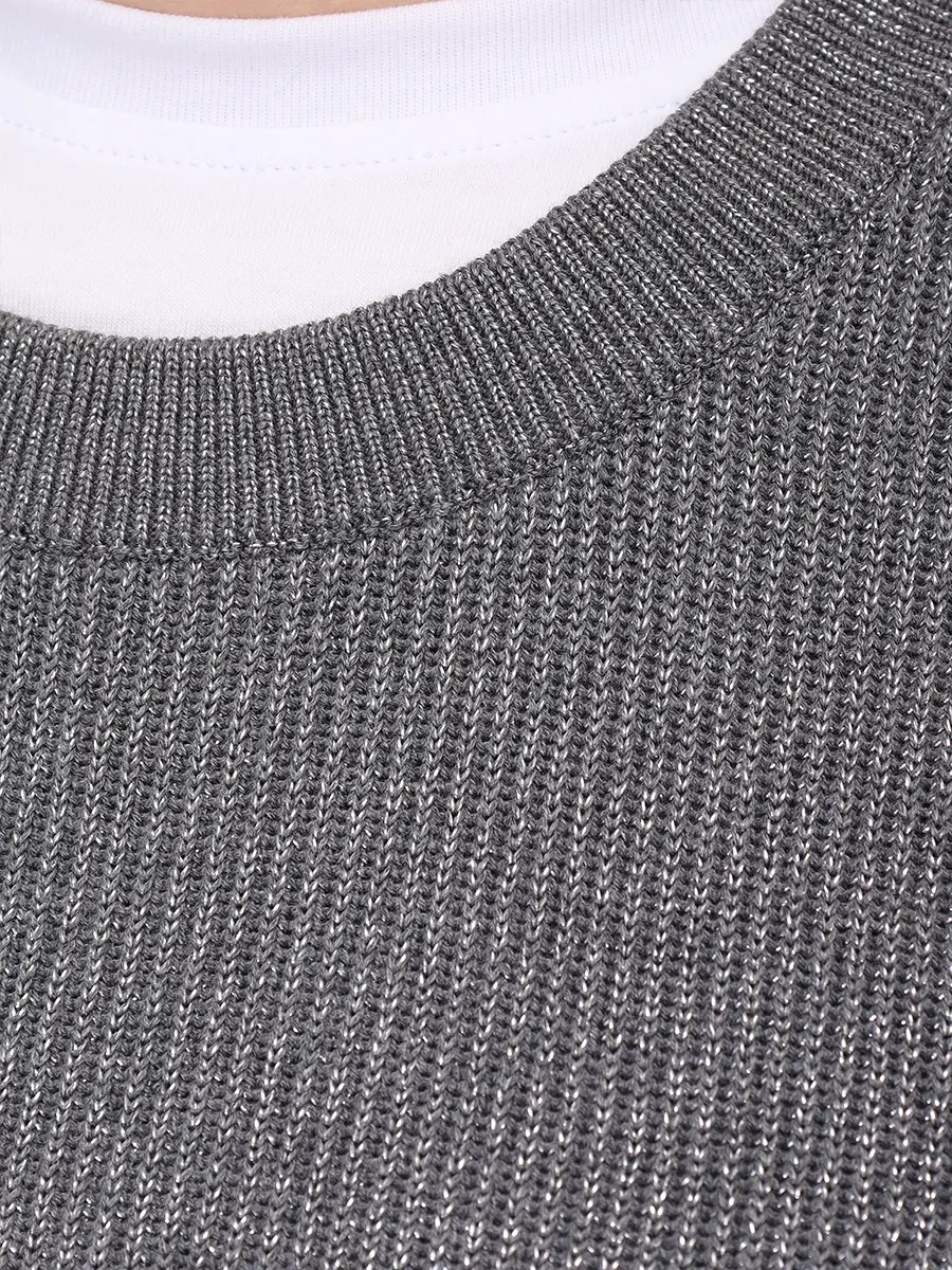 Джемпер из хлопка и вискозы BRUNELLO CUCINELLI MAZ260200P CXP07 Серый  Фото 6