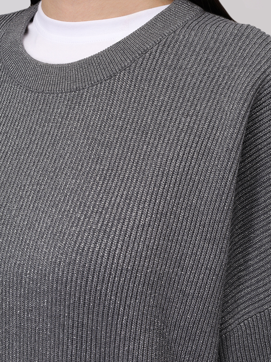 Джемпер из хлопка и вискозы BRUNELLO CUCINELLI MAZ260200P CXP07 Серый  Фото 5