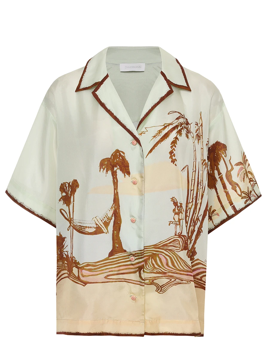 Рубашка шелковая ZIMMERMANN 3570TSS254/Tropicana Зеленый 
