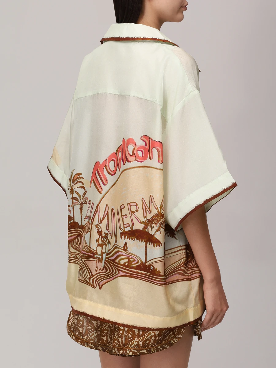 Рубашка шелковая ZIMMERMANN 3570TSS254/Tropicana Зеленый  Фото 3