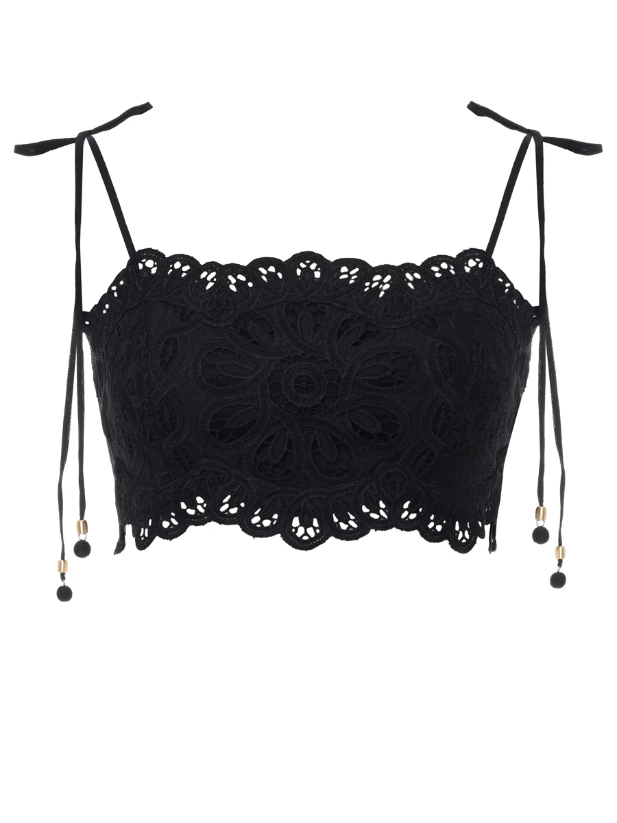 Кроп-топ хлопковый ZIMMERMANN 4245TSS251/Black Черный 