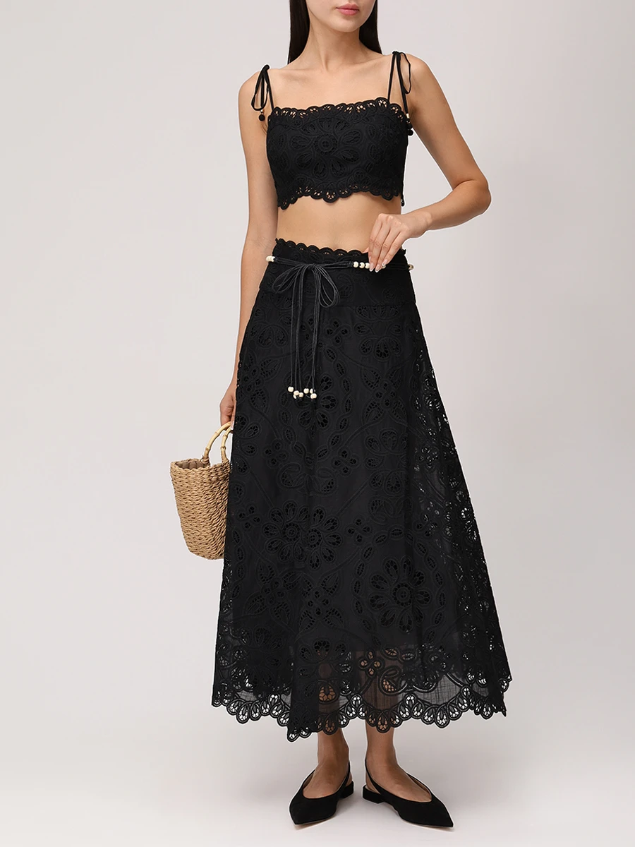 Кроп-топ хлопковый ZIMMERMANN 4245TSS251/Black Черный  Фото 2