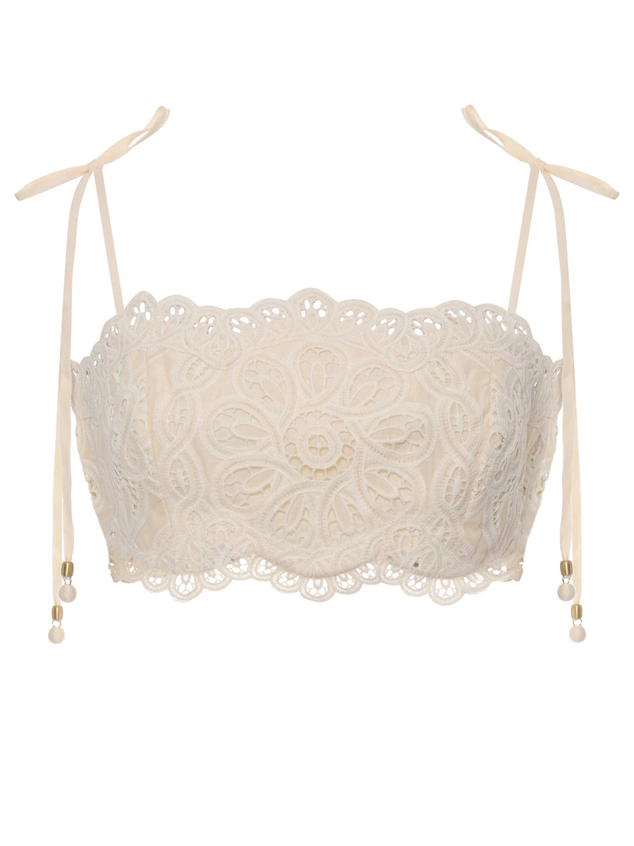 Кроп-топ хлопковый ZIMMERMANN 4245TSS251/Ivory Кремовый 