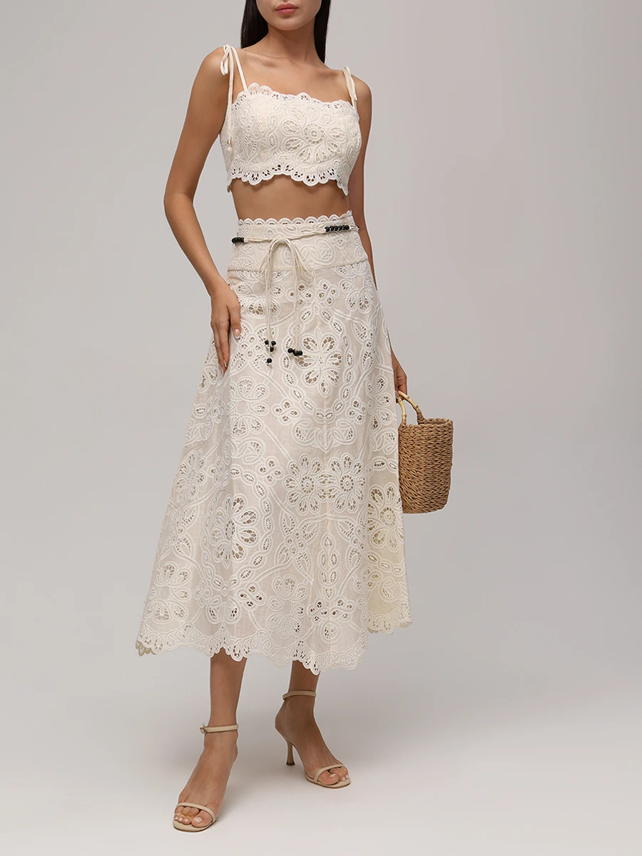 Кроп-топ хлопковый ZIMMERMANN 4245TSS251/Ivory Кремовый  Фото 2