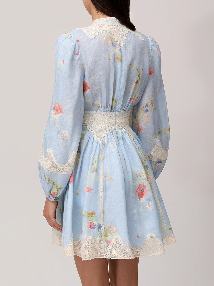 Платье льняное ZIMMERMANN 4546DSS252/Blue Bouquet Floral Голубой  Фото 3
