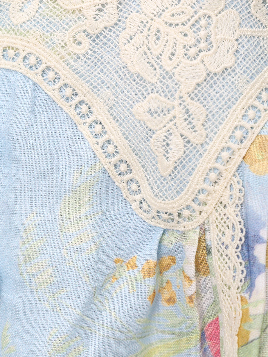 Платье льняное ZIMMERMANN 4546DSS252/Blue Bouquet Floral Голубой  Фото 6
