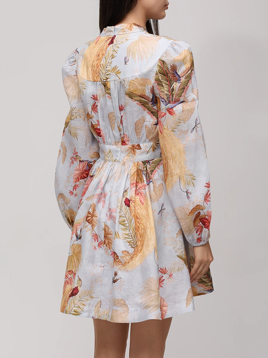 Платье льняное ZIMMERMANN 5147DSS253/Light Blue Palm Floral Мультиколор  Фото 3