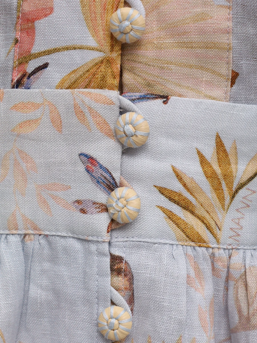 Платье льняное ZIMMERMANN 5147DSS253/Light Blue Palm Floral Мультиколор  Фото 6