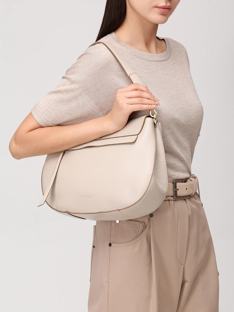 Сумка кожаная GIANNI CHIARINI BS 6037/COMMGRN-NAOP/LAMB Бежевый  Фото 2