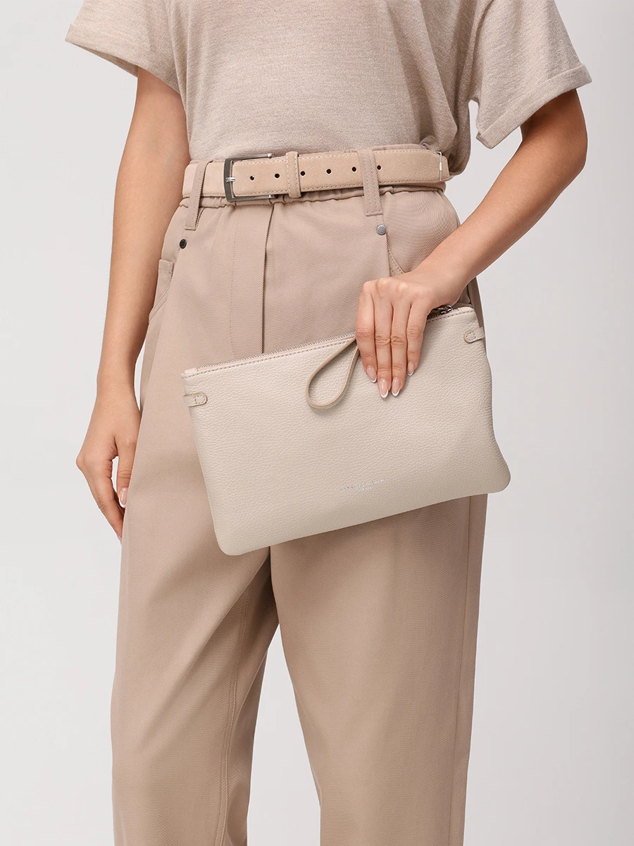 Клатч кожаный GIANNI CHIARINI BS 3695GRN/LAMB Бежевый  Фото 2