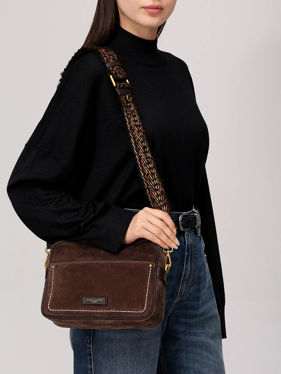 Сумка замшевая GIANNI CHIARINI BS 12060CM-NASPM/MOKA Темно- Коричневый  Фото 2