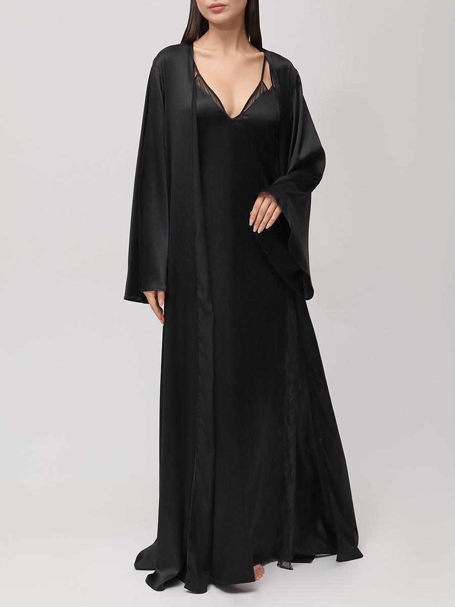 

Халат шелковый, Черный, CR0201 VE-ML.99