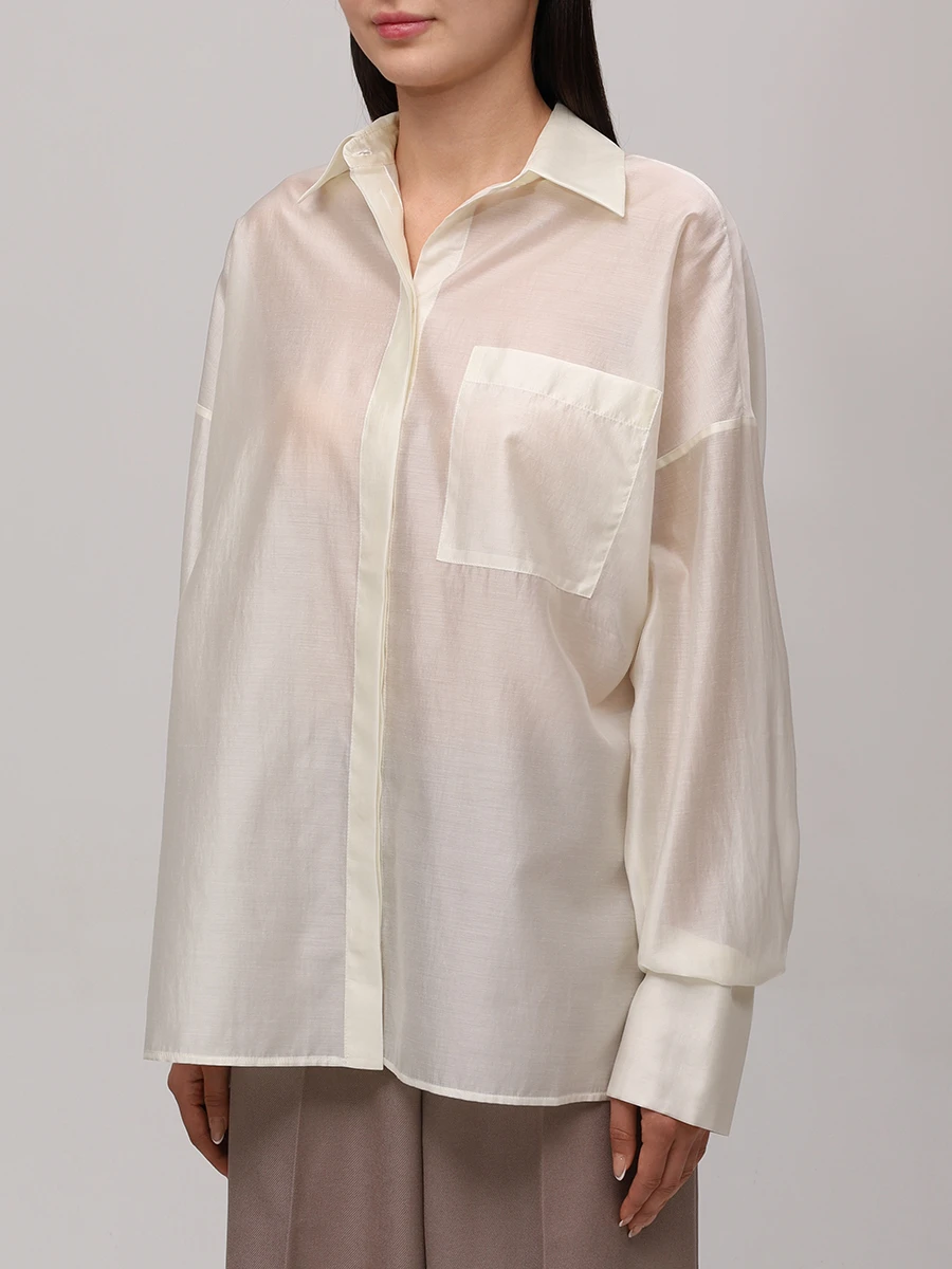 Рубашка из тенселя SEVEN LAB 325-S-W-14-11-087 Молочный Белый  Фото 4