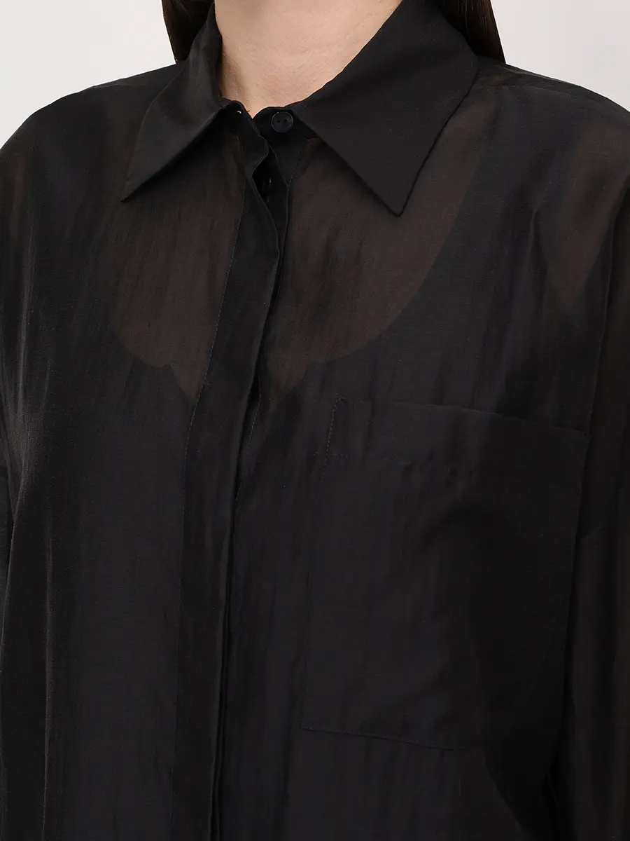 Рубашка из тенселя SEVEN LAB 325-S-W-14-30-087 Черный  Фото 5