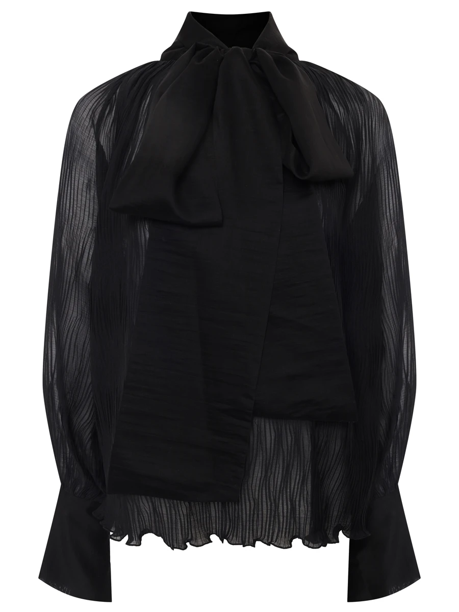 

Блуза однотонная, Черный, 225-S-W-14-90-025