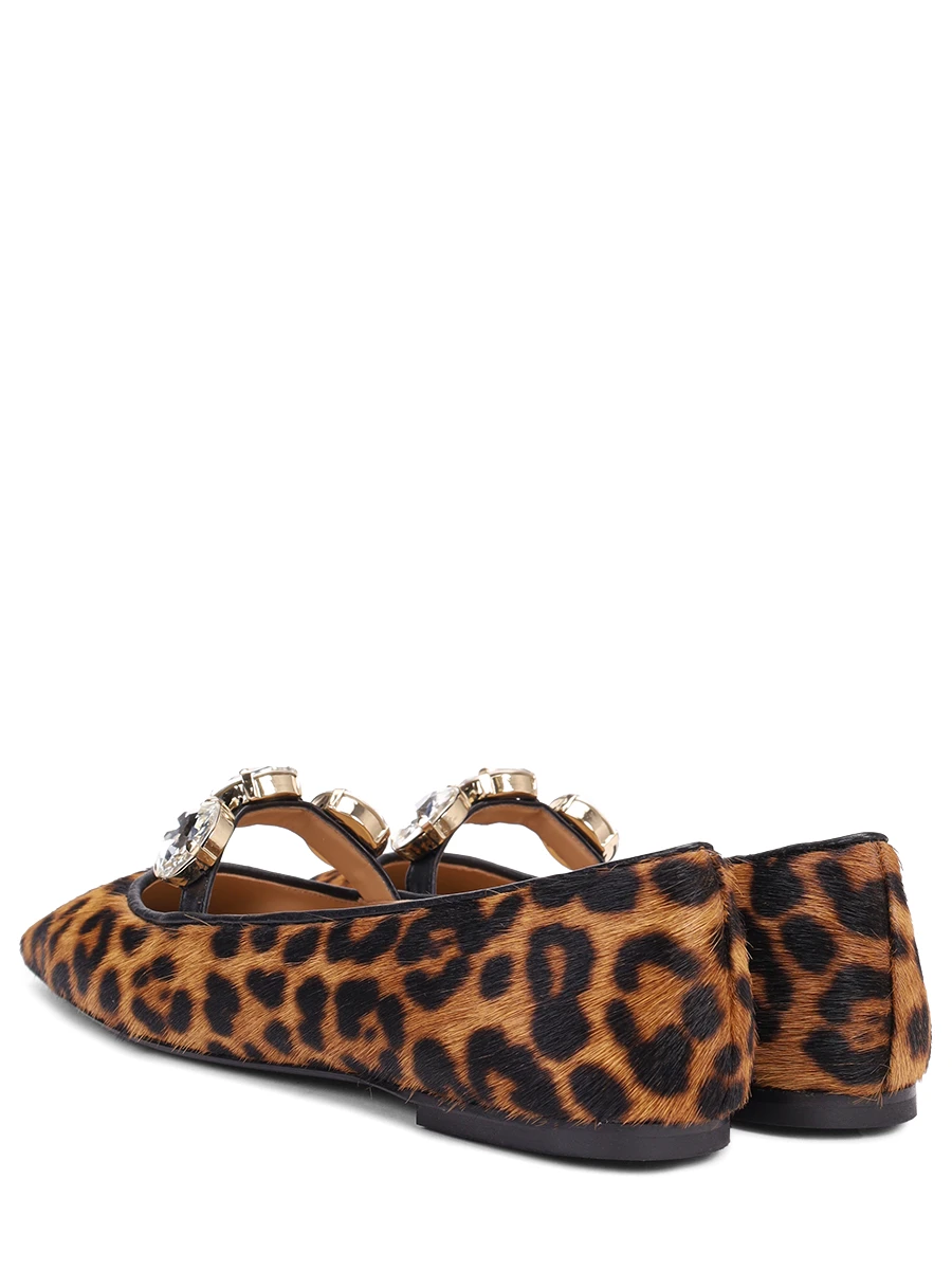 Балетки из кожи и меха PROSPERINE 2280-POL/BEIGE Анималистичный принт  Фото 4