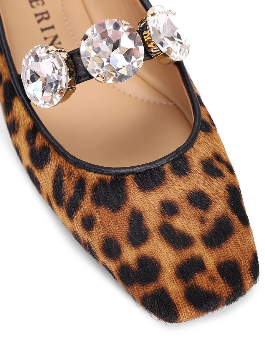 Балетки из кожи и меха PROSPERINE 2280-POL/BEIGE Анималистичный принт  Фото 5