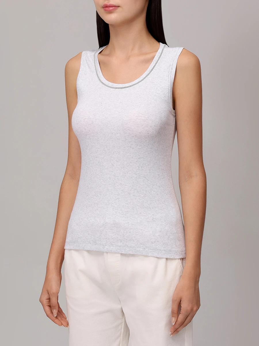 Топ хлопковый PANICALE D371665CA 37D10A 0910 Светло- Серый  Фото 4