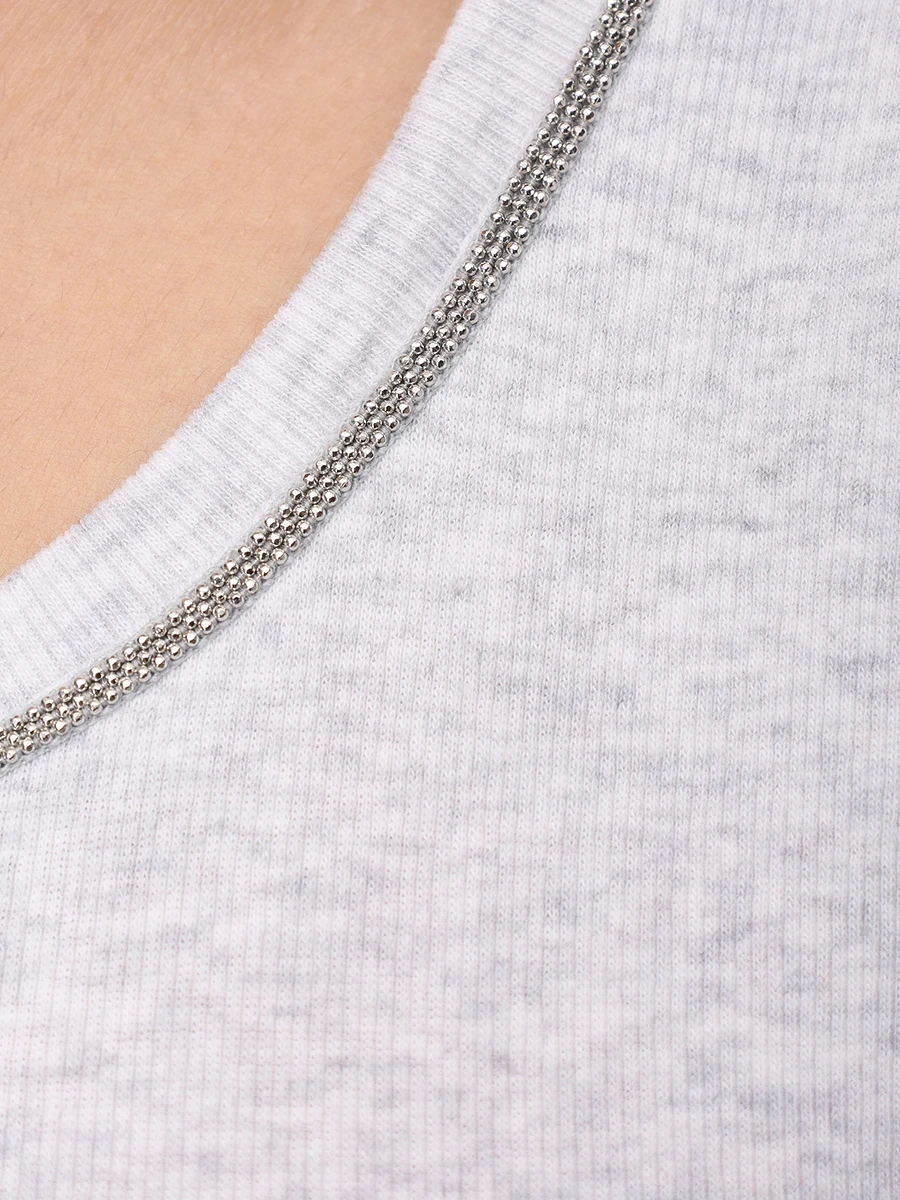 Топ хлопковый PANICALE D371665CA 37D10A 0910 Светло- Серый  Фото 6