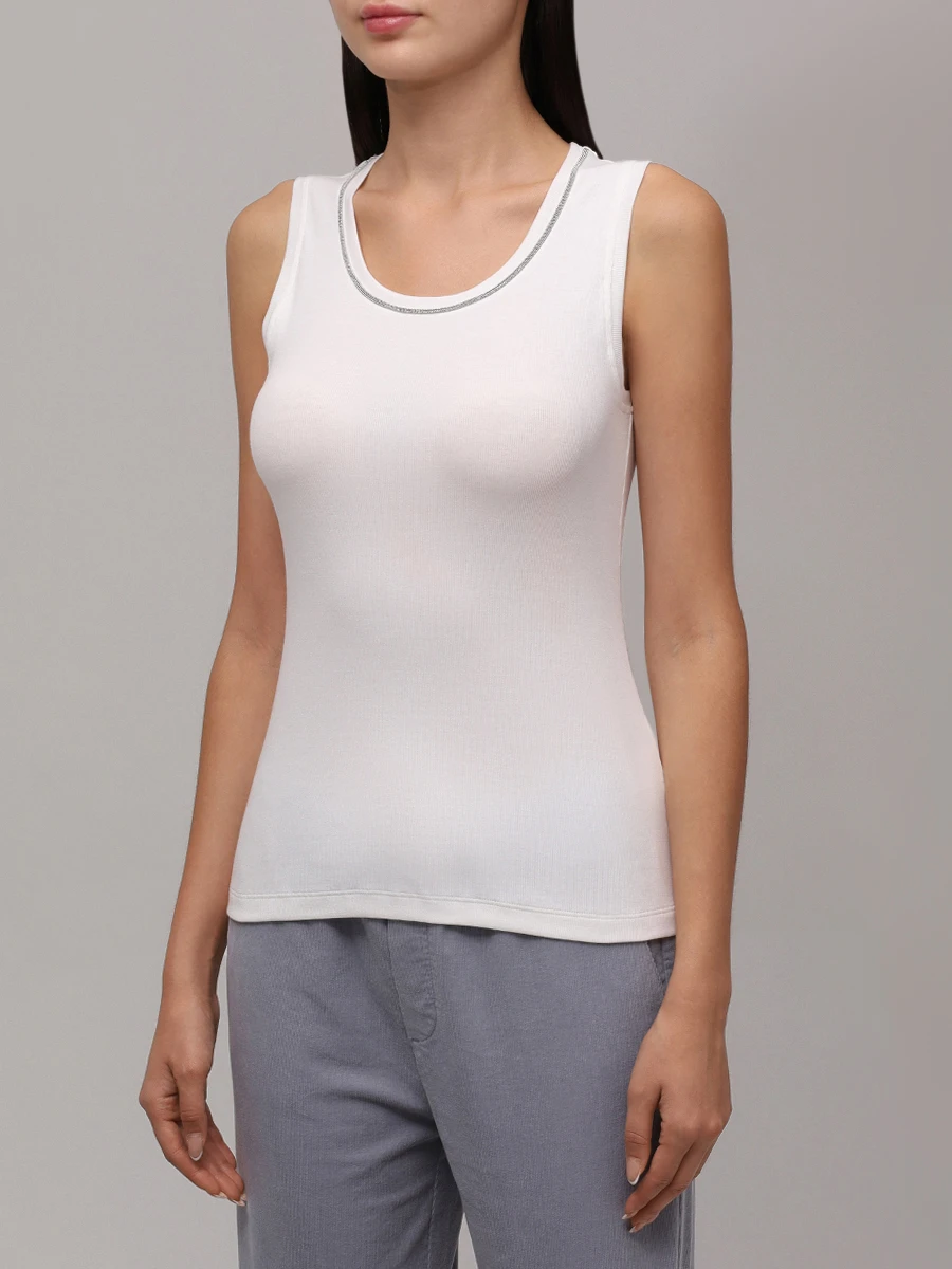 Топ хлопковый PANICALE D371665CA 37D10A 0100 Кремовый  Фото 4