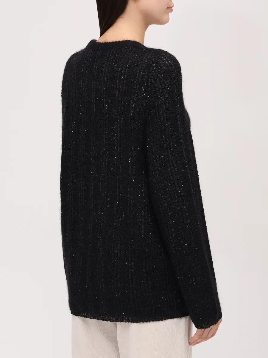 Джемпер из мохера и шерсти альпака PANICALE D370481G 37D30A 0995 Черный  Фото 3