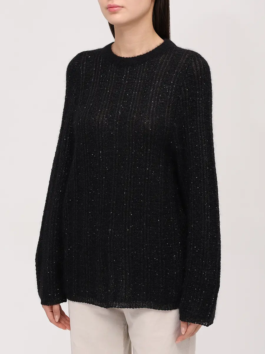 Джемпер из мохера и шерсти альпака PANICALE D370481G 37D30A 0995 Черный  Фото 4