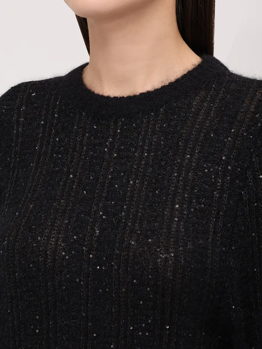 Джемпер из мохера и шерсти альпака PANICALE D370481G 37D30A 0995 Черный  Фото 5