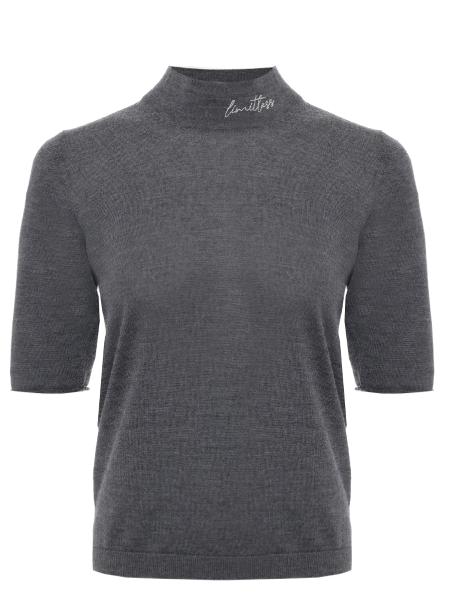 

Футболка из шерсти и шелка, Серый, D370106L 37D15A 0975 Темно-