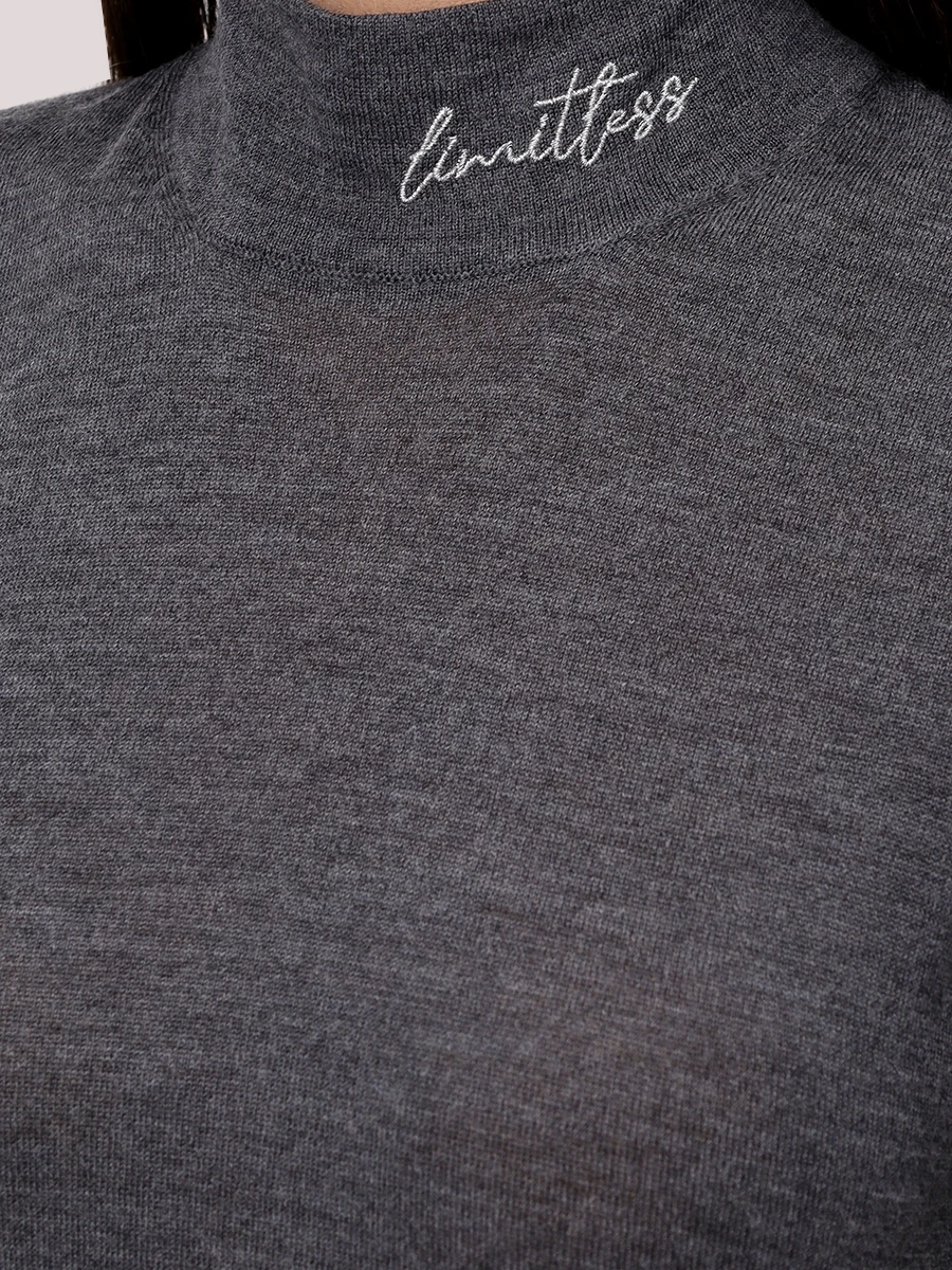 Футболка из шерсти и шелка PANICALE D370106L 37D15A 0975 Темно- Серый  Фото 5