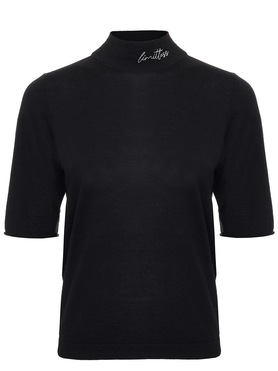 

Футболка из шерсти и шелка, Черный, D370106L 37D15A 0995