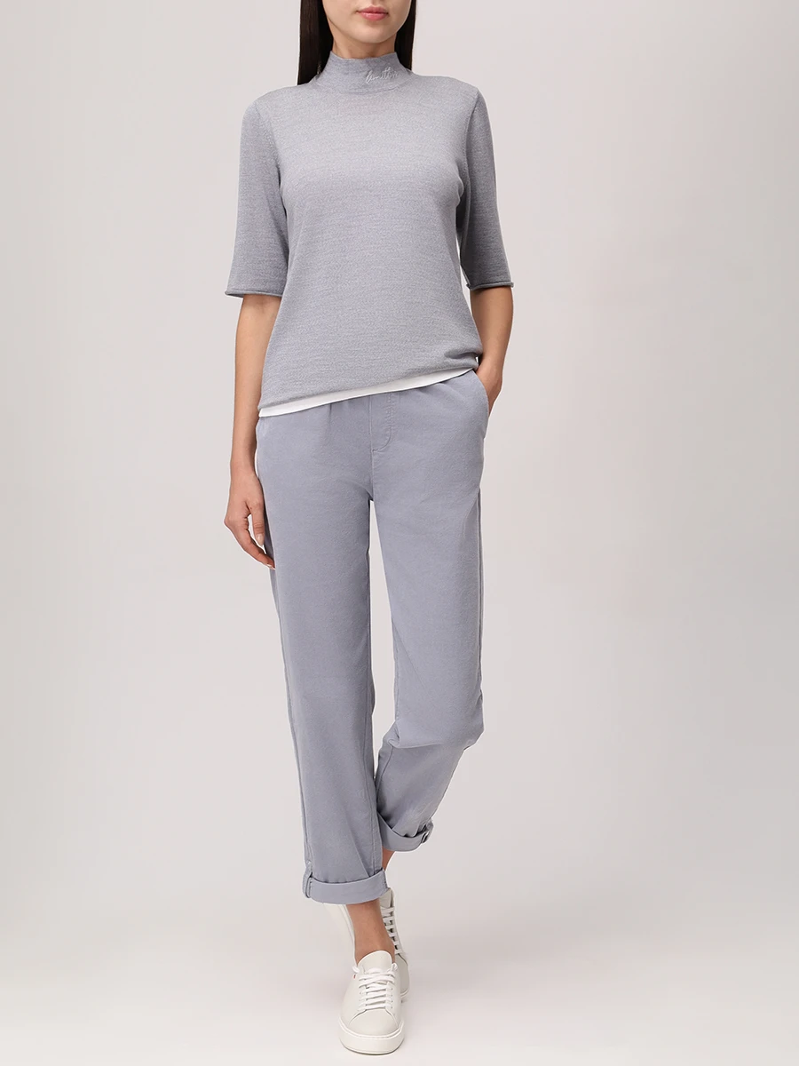 Футболка из шерсти и шелка PANICALE D370106L 37D15A 0935 Серый  Фото 2