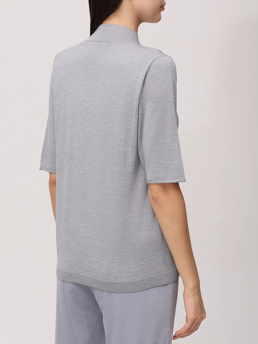 Футболка из шерсти и шелка PANICALE D370106L 37D15A 0935 Серый  Фото 3