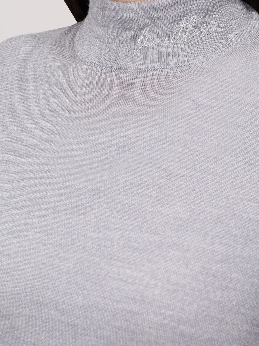 Футболка из шерсти и шелка PANICALE D370106L 37D15A 0935 Серый  Фото 6