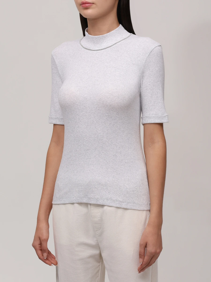 Топ хлопковый PANICALE D371666L/NR 37D10A 0910 Светло- Серый  Фото 4