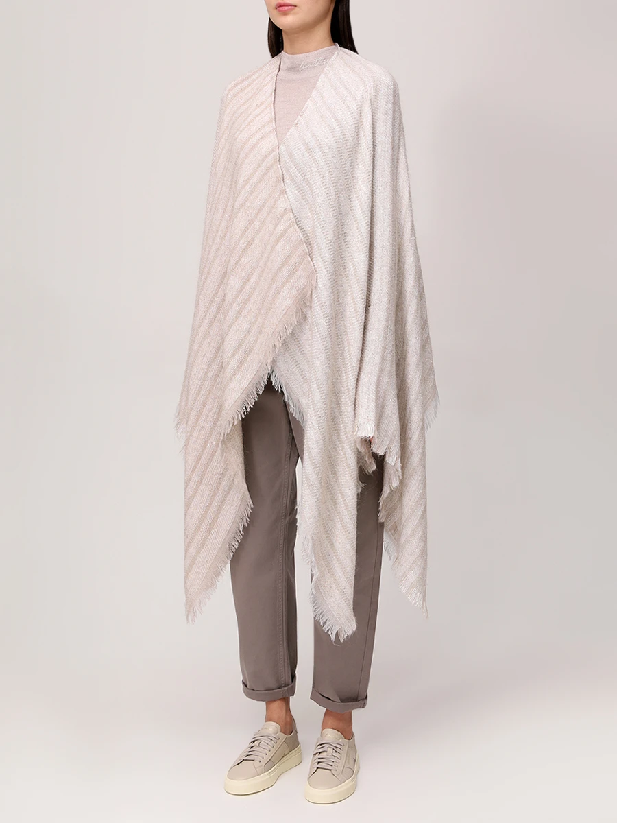 Пончо из вискозы и шерсти PANICALE D37PONCHO 37DPON 0225 Бежевый  Фото 4
