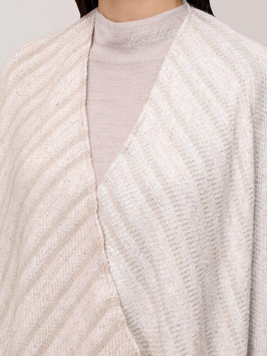 Пончо из вискозы и шерсти PANICALE D37PONCHO 37DPON 0225 Бежевый  Фото 5