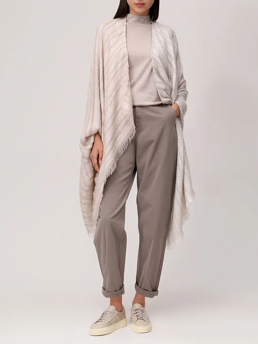 Пончо из вискозы и шерсти PANICALE D37PONCHO 37DPON 0225 Бежевый  Фото 2
