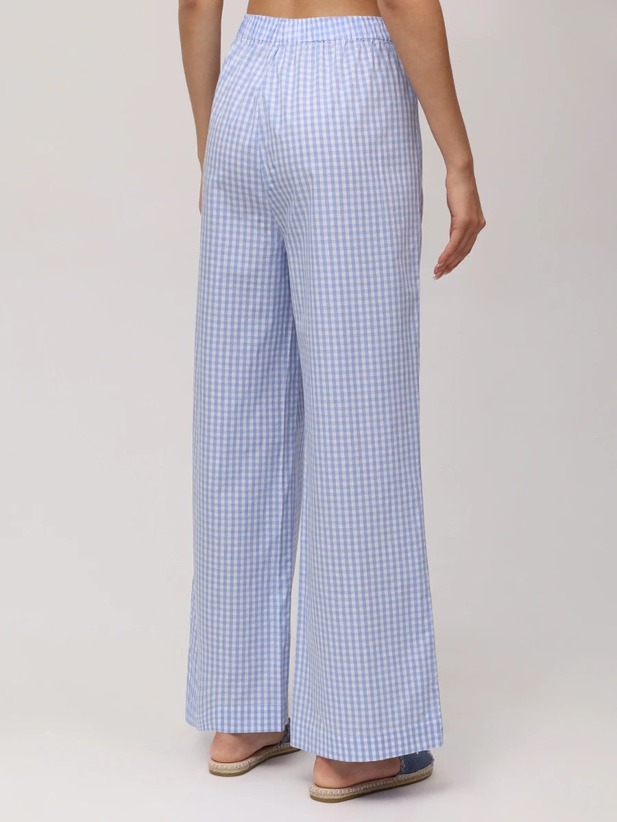 Брюки хлопковые MC2 SAINT BARTH DOHA - POPELINE VICHY 31 Голубой  Фото 3