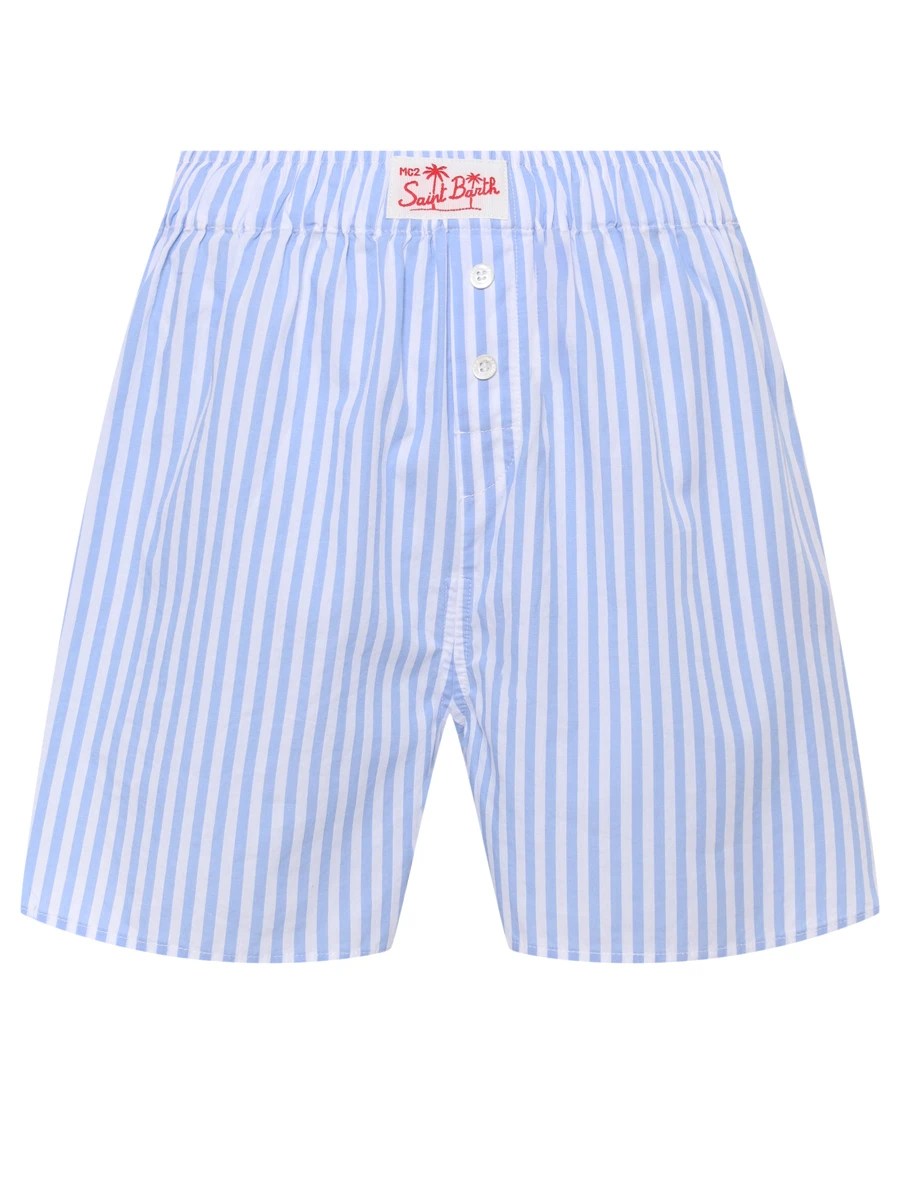 Шорты хлопковые MC2 SAINT BARTH BOXY - POPELINE STRIPES V 31 Голубой 
