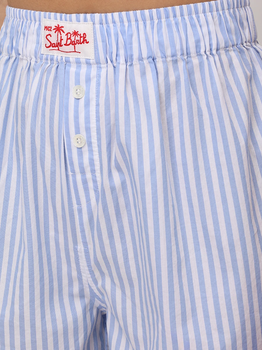 Шорты хлопковые MC2 SAINT BARTH BOXY - POPELINE STRIPES V 31 Голубой  Фото 5