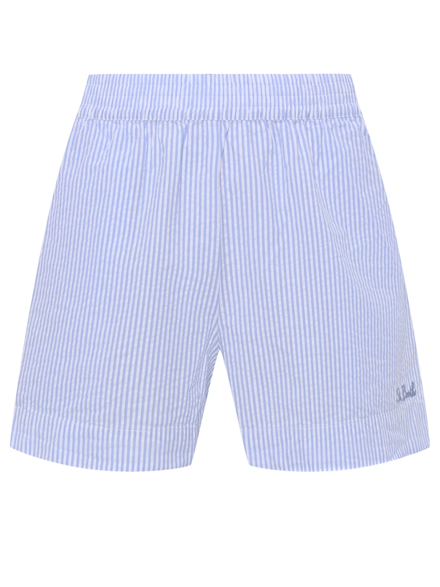 Шорты хлопковые MC2 SAINT BARTH MEAVE - SEERSUCKER STRIPES V 31 EMB Голубой 