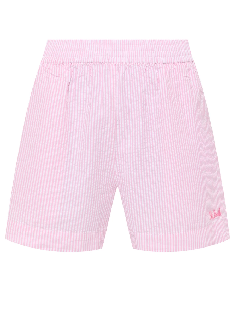 Шорты хлопковые MC2 SAINT BARTH MEAVE - SEERSUCKER STRIPES V 21 EMB Розовый 