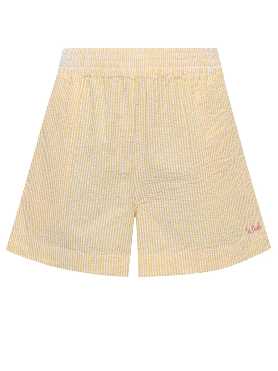 Шорты хлопковые MC2 SAINT BARTH MEAVE - SEERSUCKER STRIPES V 92 EMB Желтый 