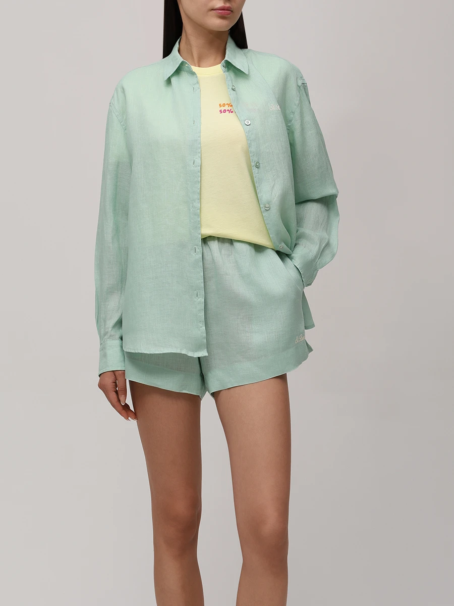 Шорты льняные MC2 SAINT BARTH MEAVE - LINEN 53 SAGE Зеленый  Фото 2