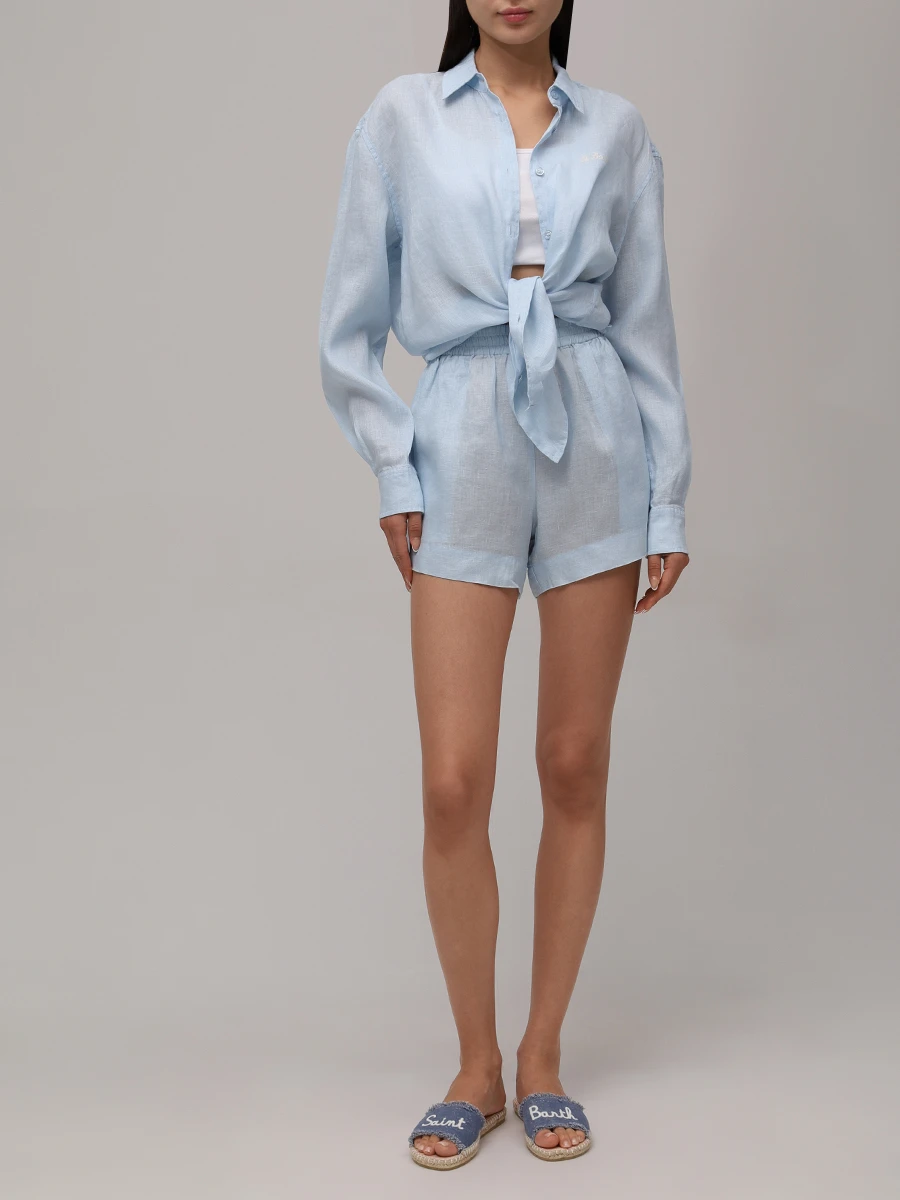 Шорты льняные MC2 SAINT BARTH MEAVE - LINEN 31 LIGHT BLUE Голубой  Фото 2