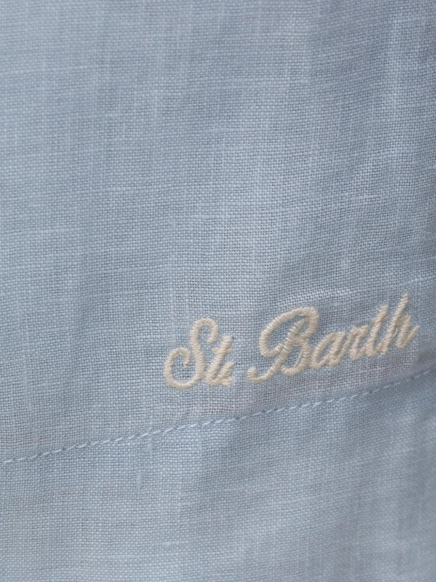 Шорты льняные MC2 SAINT BARTH MEAVE - LINEN 31 LIGHT BLUE Голубой  Фото 6