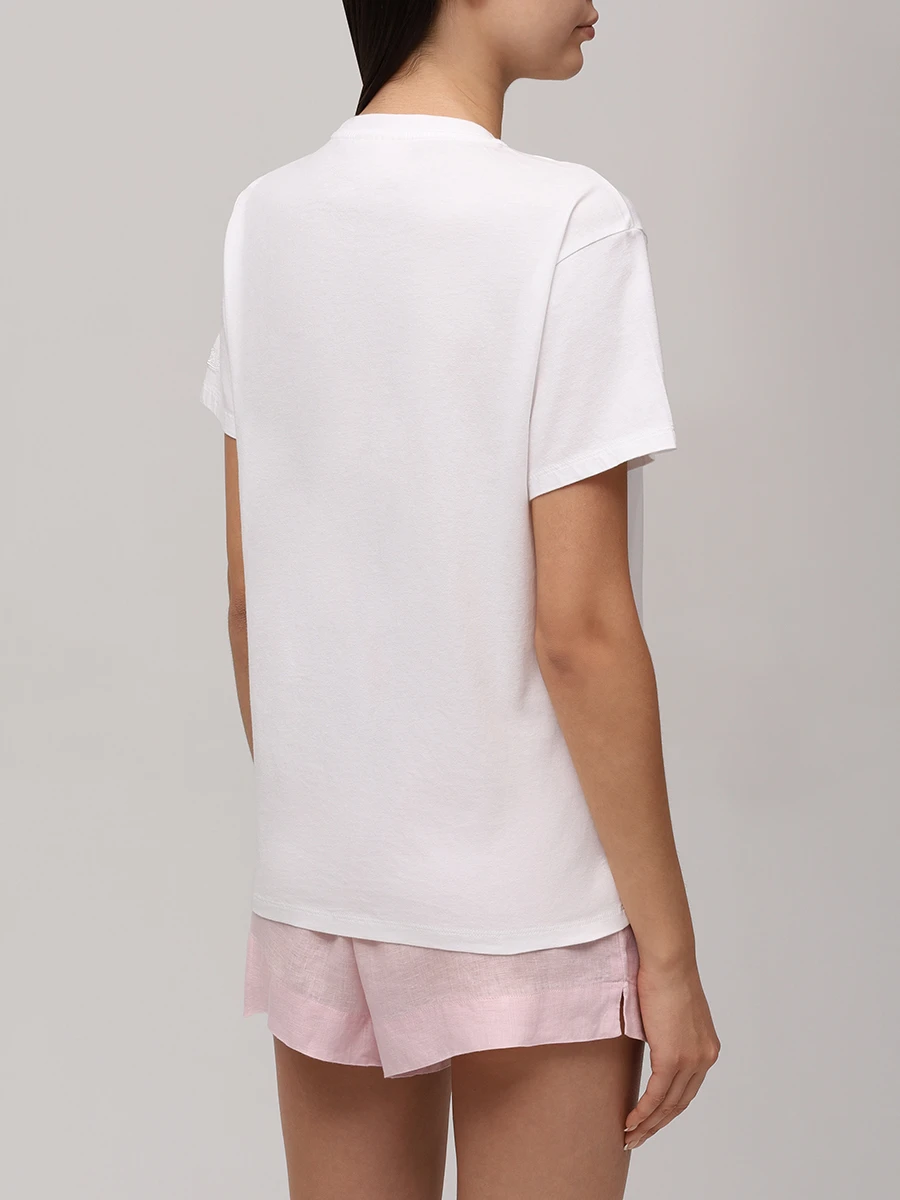 Футболка хлопковая MC2 SAINT BARTH EMILIE - PINK RELAX 01 EMB Белый  Фото 3