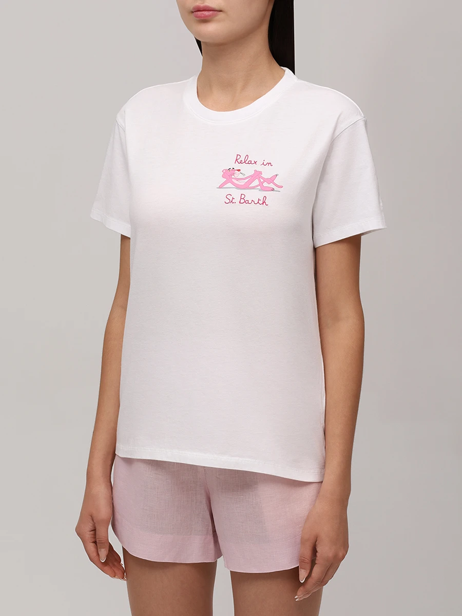 Футболка хлопковая MC2 SAINT BARTH EMILIE - PINK RELAX 01 EMB Белый  Фото 4
