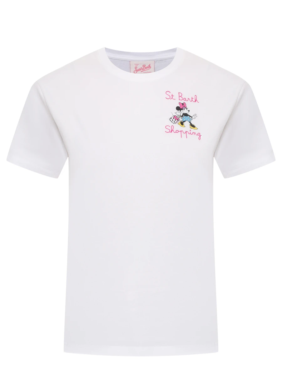 Футболка хлопковая MC2 SAINT BARTH EMILIE - MINNIE SHOPPING MINI 01N EMB Белый 