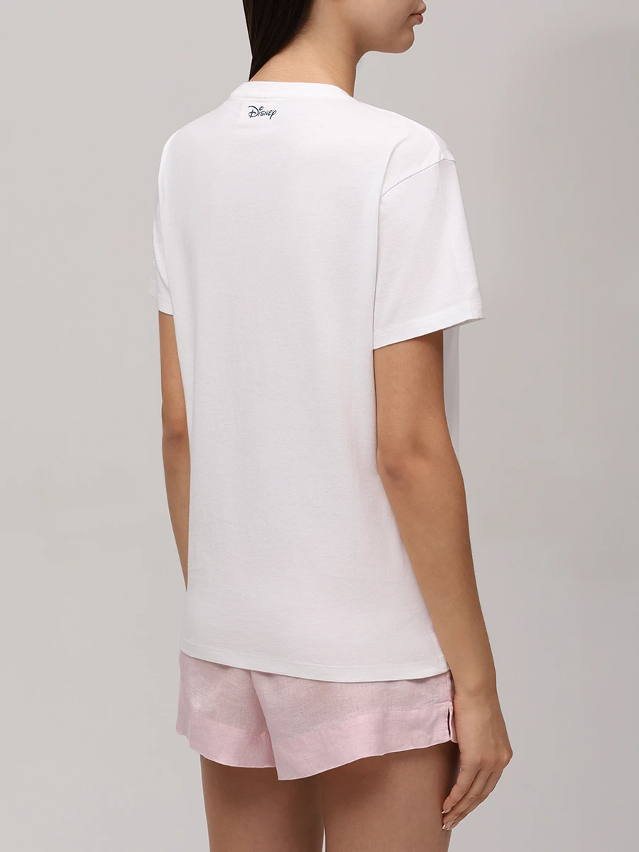 Футболка хлопковая MC2 SAINT BARTH EMILIE - MINNIE SHOPPING MINI 01N EMB Белый  Фото 3